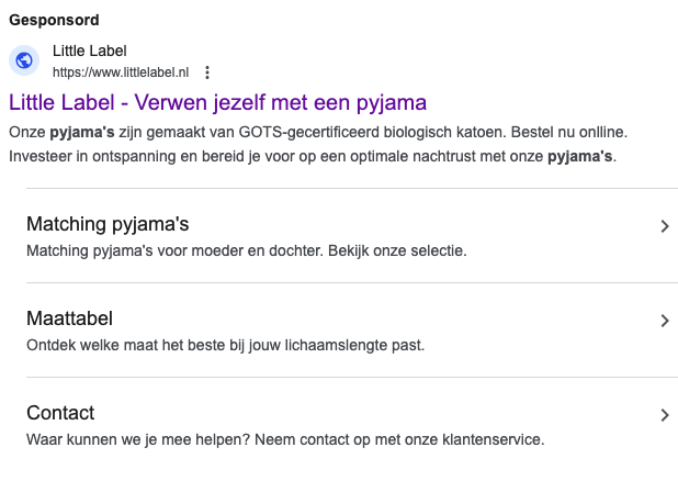 Google advertentie van Little Label