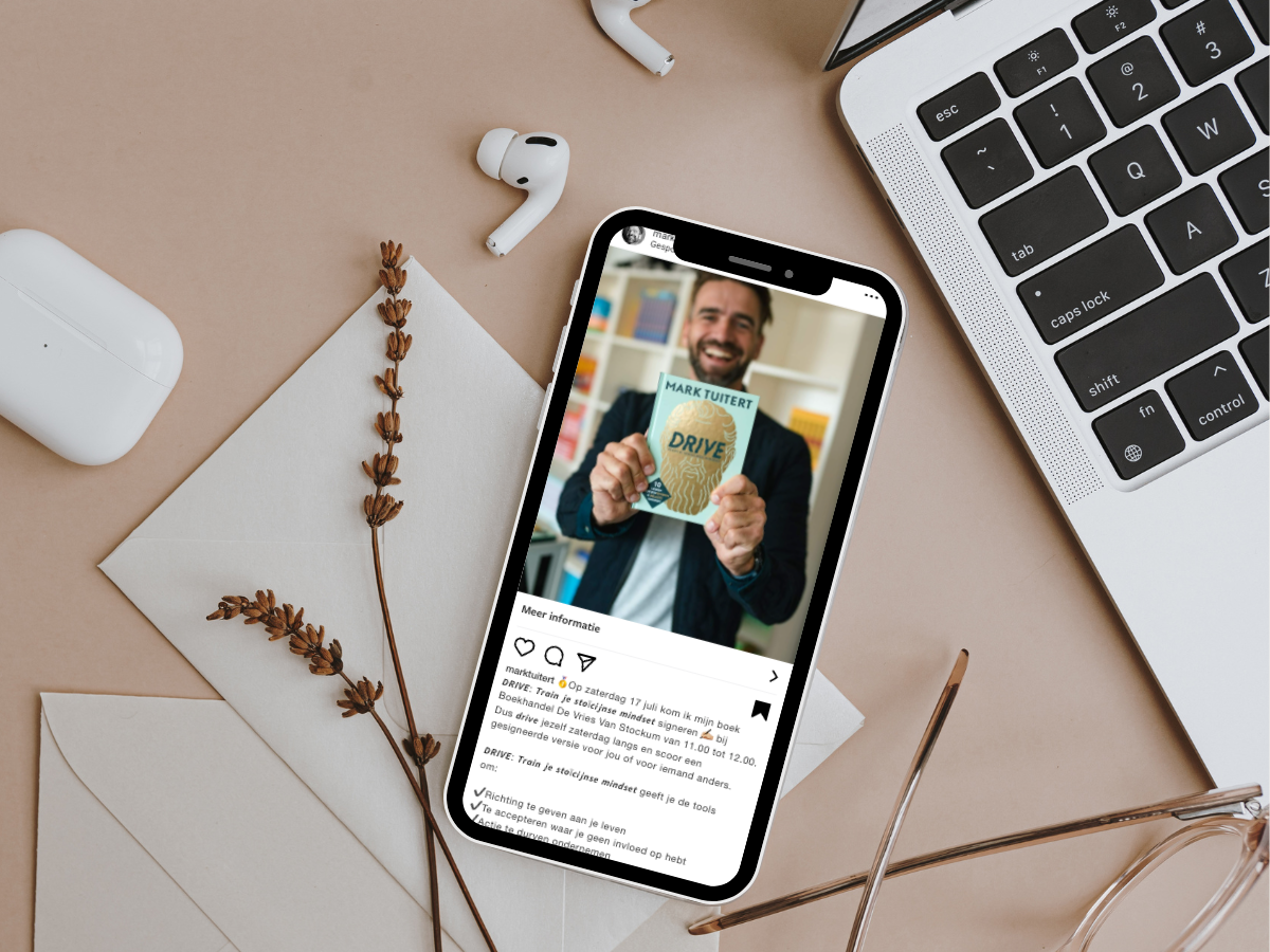 Instagram advertentie signeersessie boek Drive, Mark Tuitert. 
