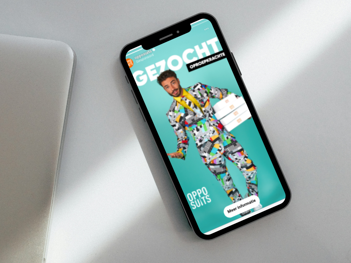 Voorbeeld online recruitment marketing voor OppoSuits via Instagram story