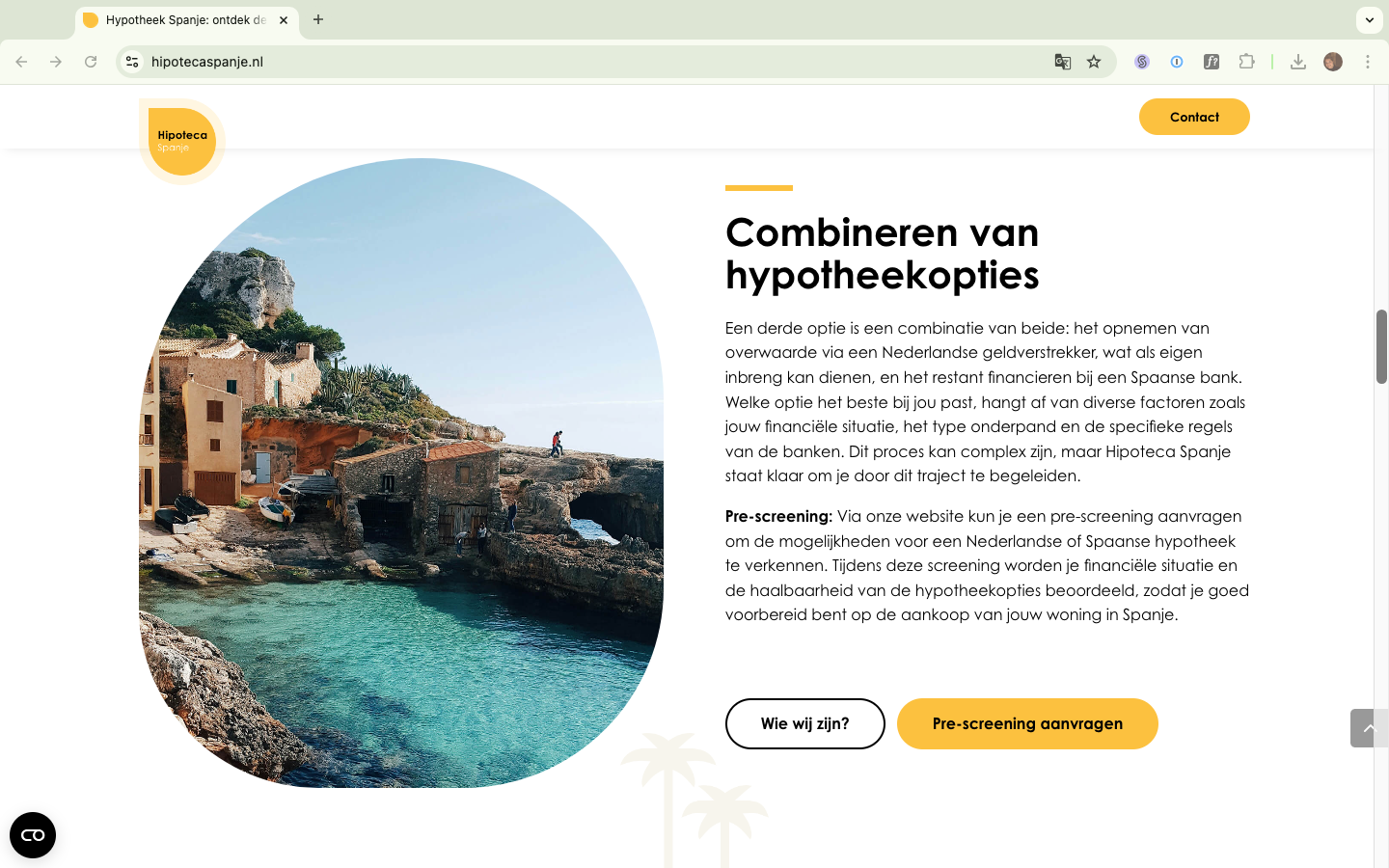 Screenshot website Hipoteca Spanje - overzicht