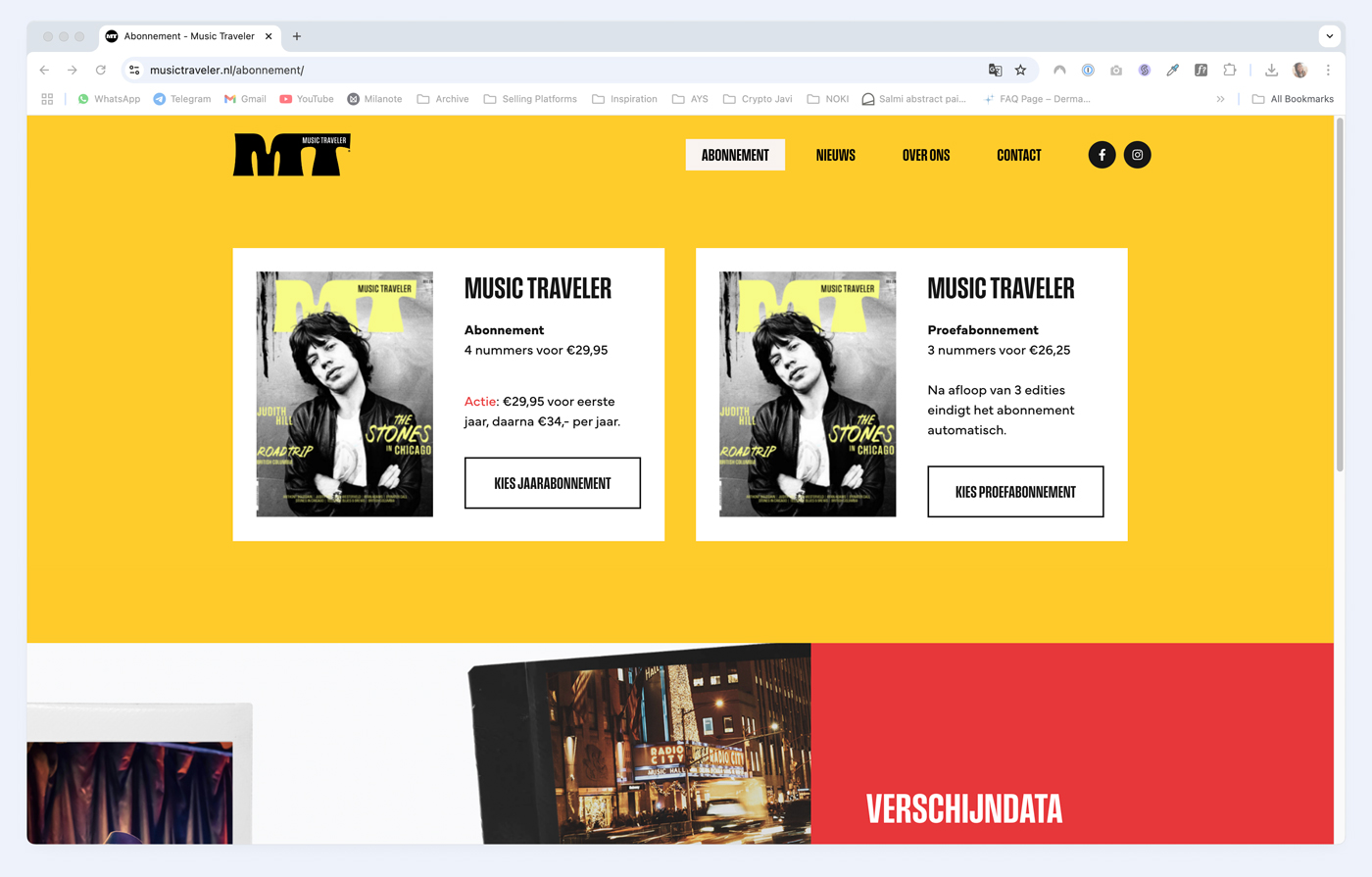 Music Traveler abonnementen nieuwe website